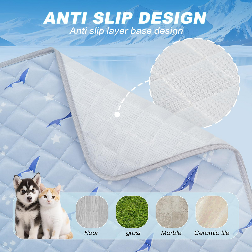 Dog Cooling Mat 21" x 27" – Breathable Gel-Free Cooling Pad with Non-Slip Base, Washable Portable Pet Mat for Dogs & Cats
