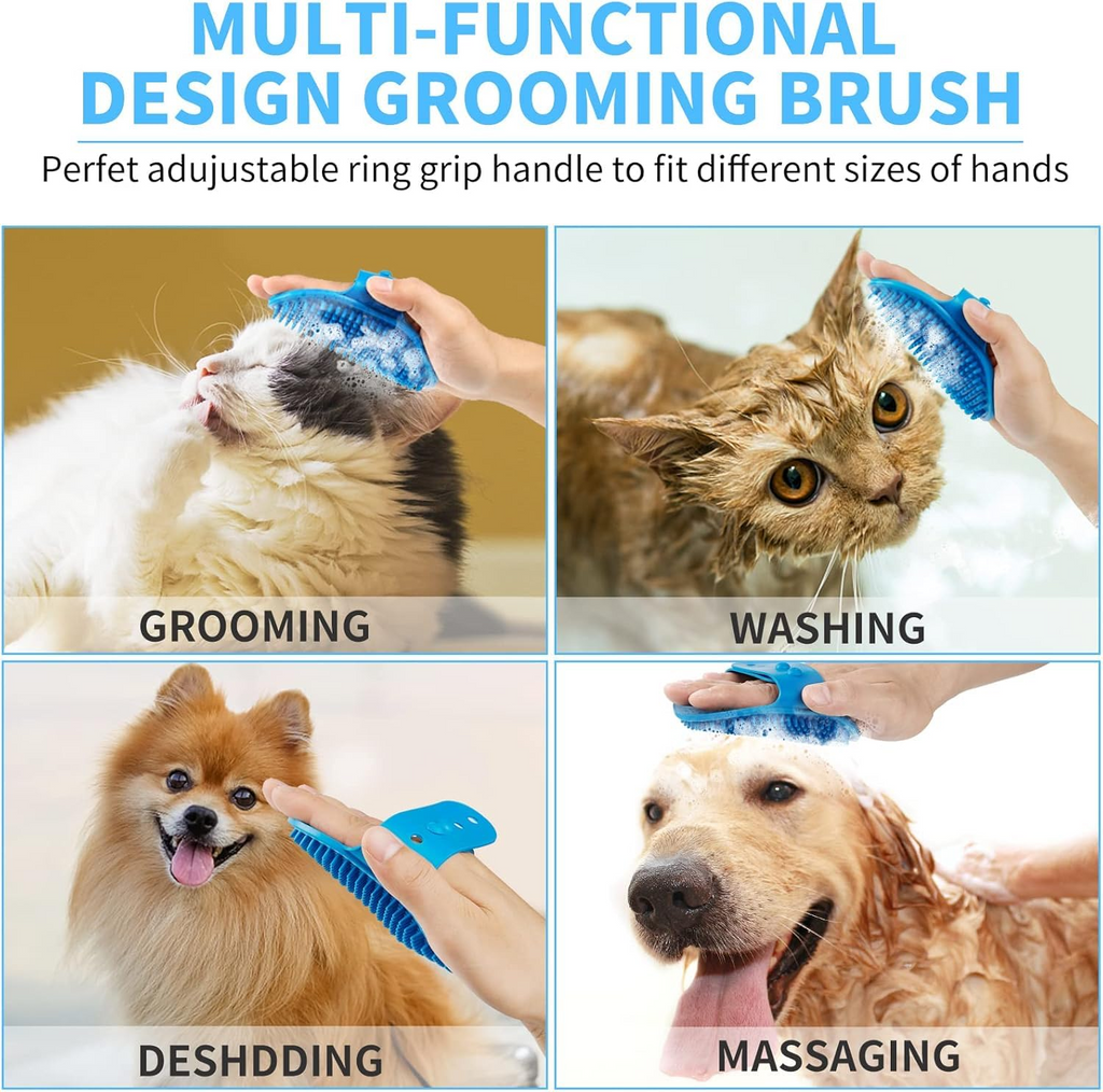 7-in-1 Dog Paw Cleaner for Dogs & Cats – Portable Paw Washer Kit with Bath Brush, 2 Toothbrushes & 3 Absorbent Towels, Medium, Blue
