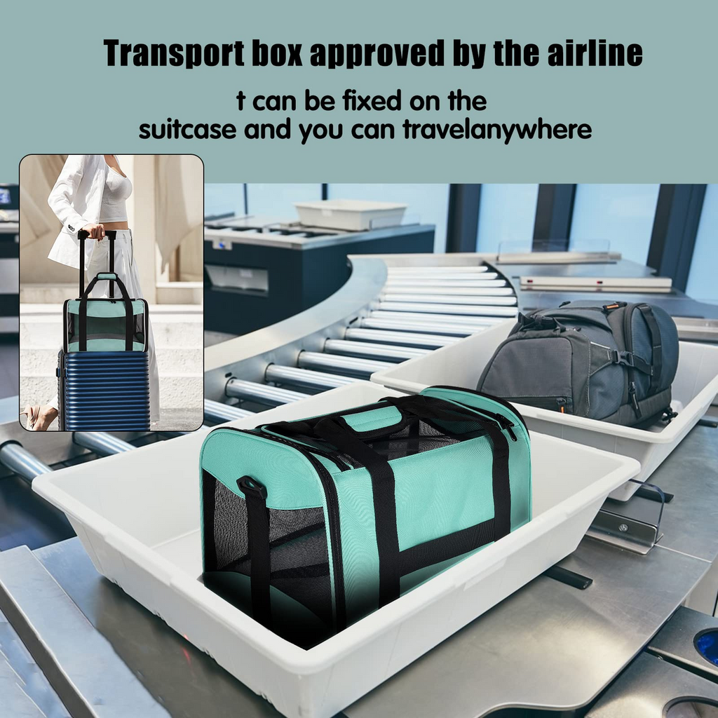 Soft-Sided Pet Carrier for Cats & Small Dogs – TSA Airline Approved Collapsible Travel Carrier with Washable Bed, Mesh Panels & Shoulder Strap, 17 x 11 x 11 Inches
