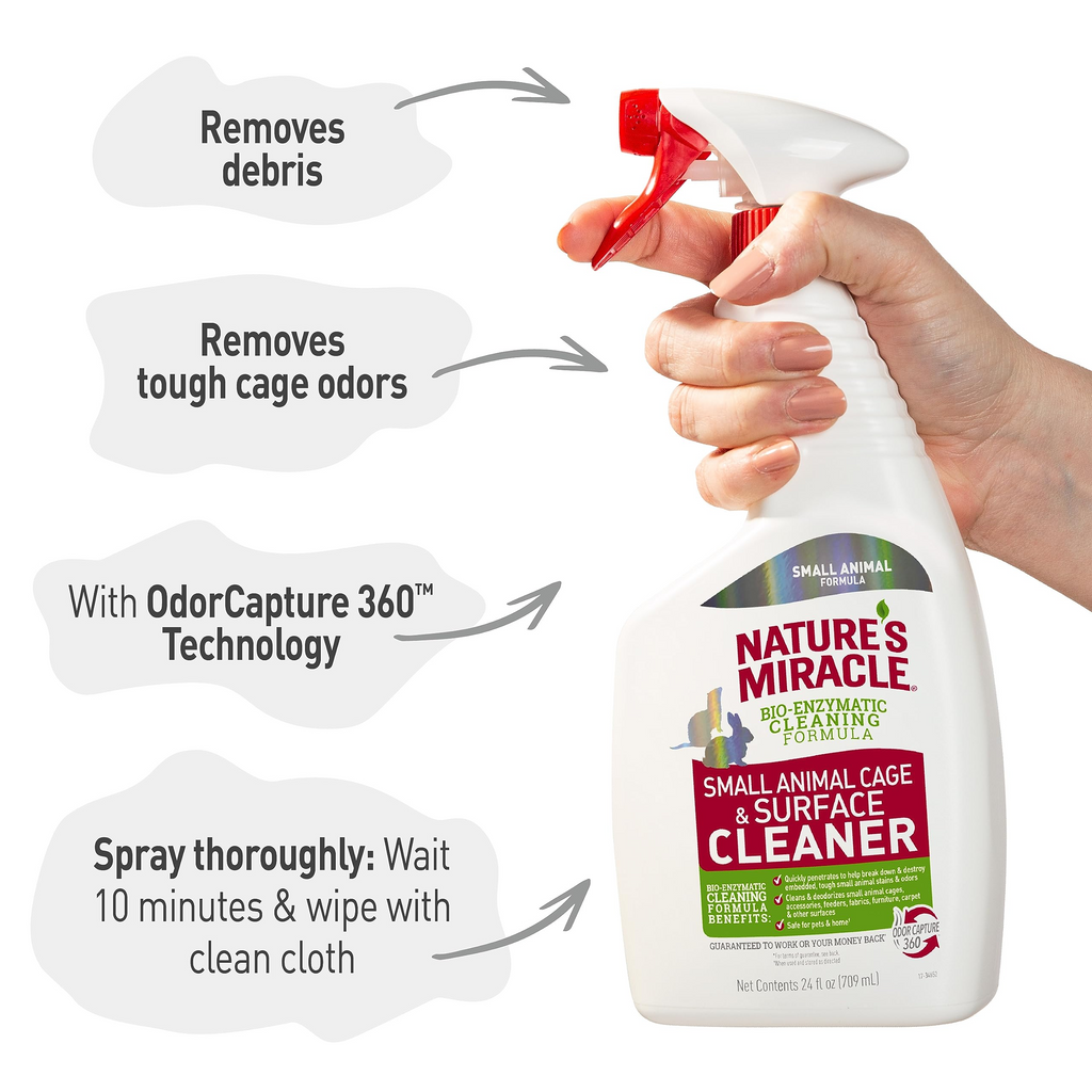 Bio-Enzymatic Small Animal Cage & Surface Cleaner – Unscented Stain & Odor Remover with OdorCapture 360 Technology, 24 oz