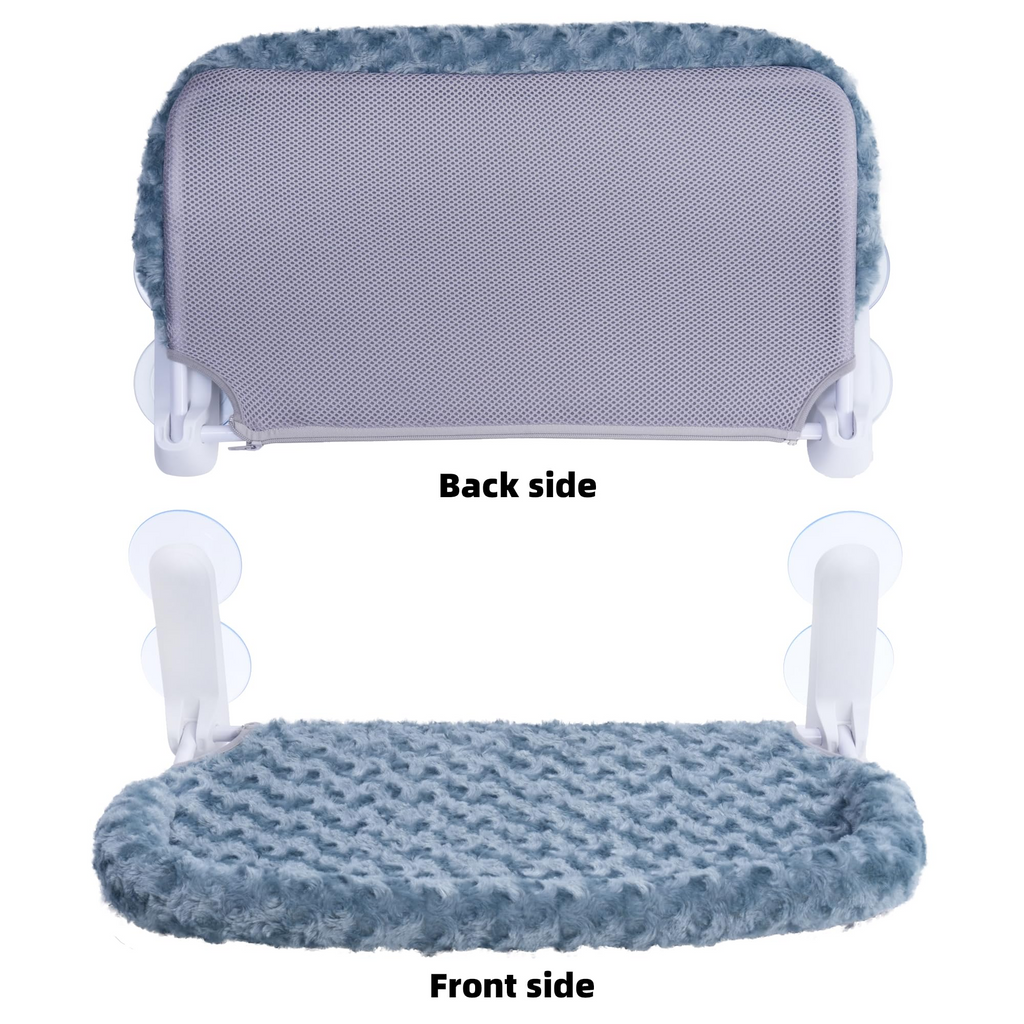 Cat Window Perch with Cushion Rim, Portable Wall Hammock with Heavy-Duty Suction Cups, Plush & Breathable Design, Green