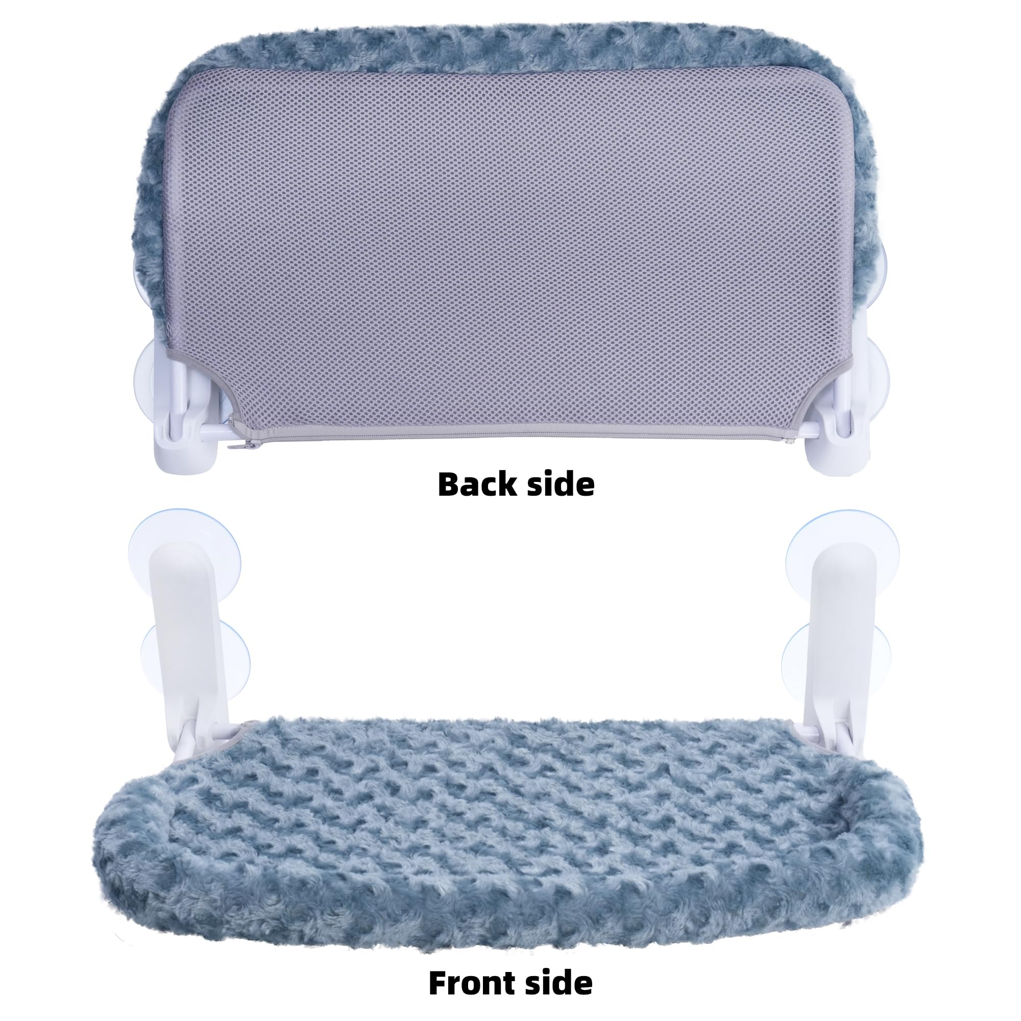 Cat Window Perch with Cushion Rim, Portable Wall Hammock with Heavy-Duty Suction Cups, Plush & Breathable Design, Green