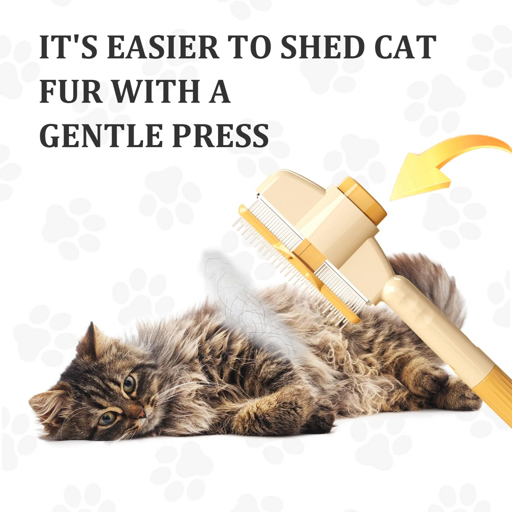 2-Pack Self-Cleaning Pet Grooming Comb Set with Release Button, Stainless Steel Pins for Cats & Dogs, Green & Yellow