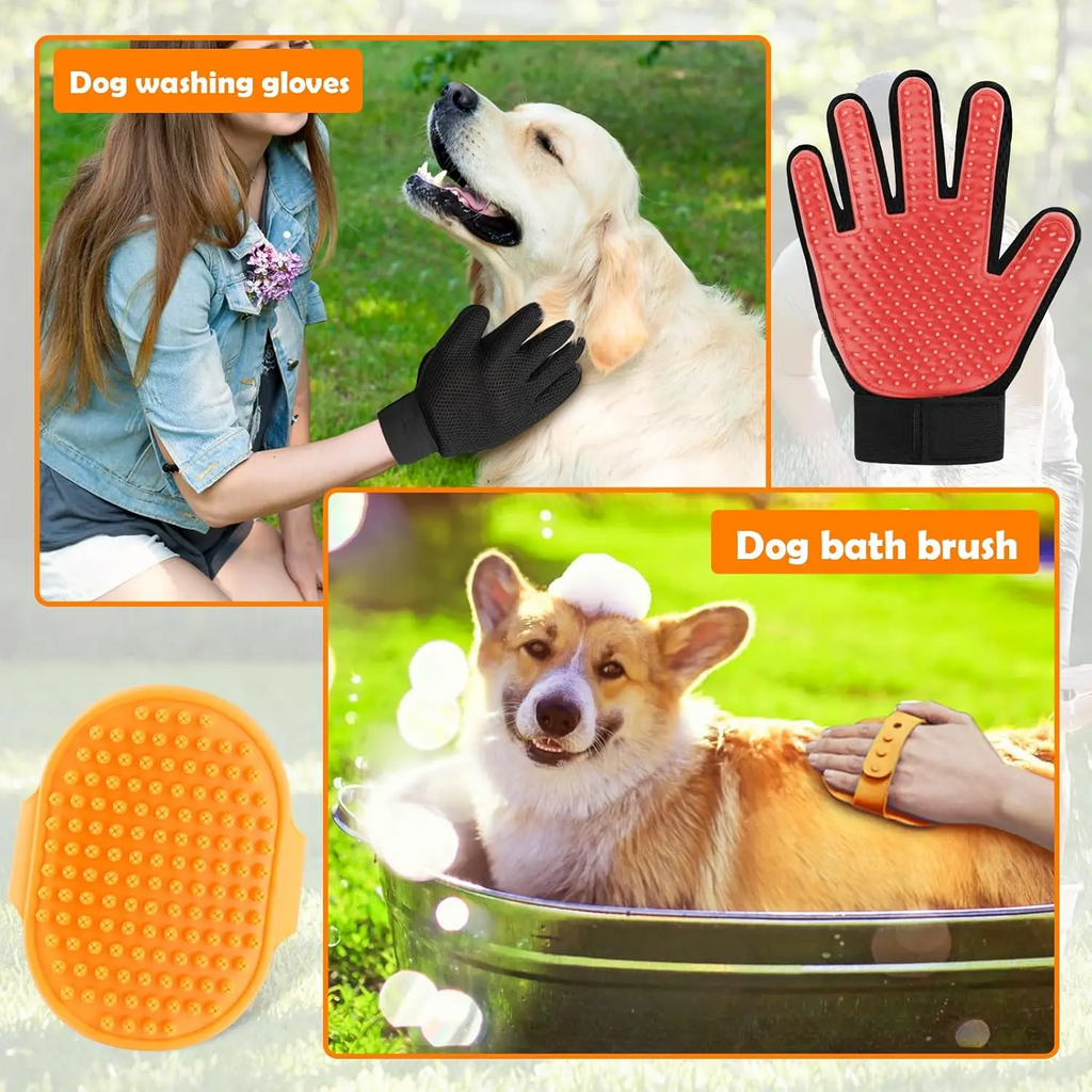 8-in-1 Dog Shower Sprayer with Soap Dispenser, High-Pressure Pet Bath Hose Nozzle, Foam Sprayer Kit with Grooming Accessories