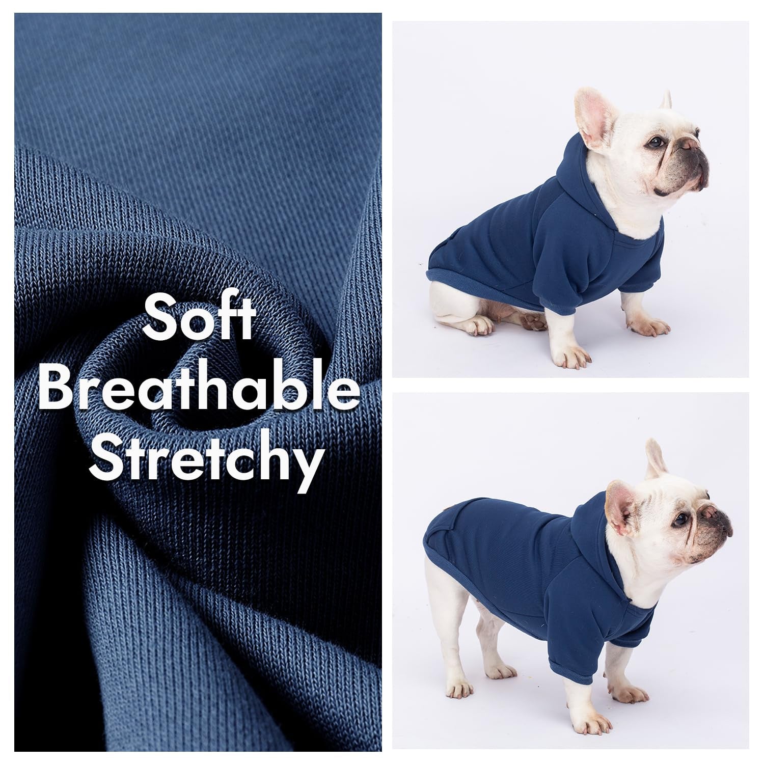 2 Pack Dog Hoodies with Fleece Lining, Warm Pet Sweatshirts for Small & Medium Dogs and Cats, Size L (13.78" Back, 18.9" Chest)