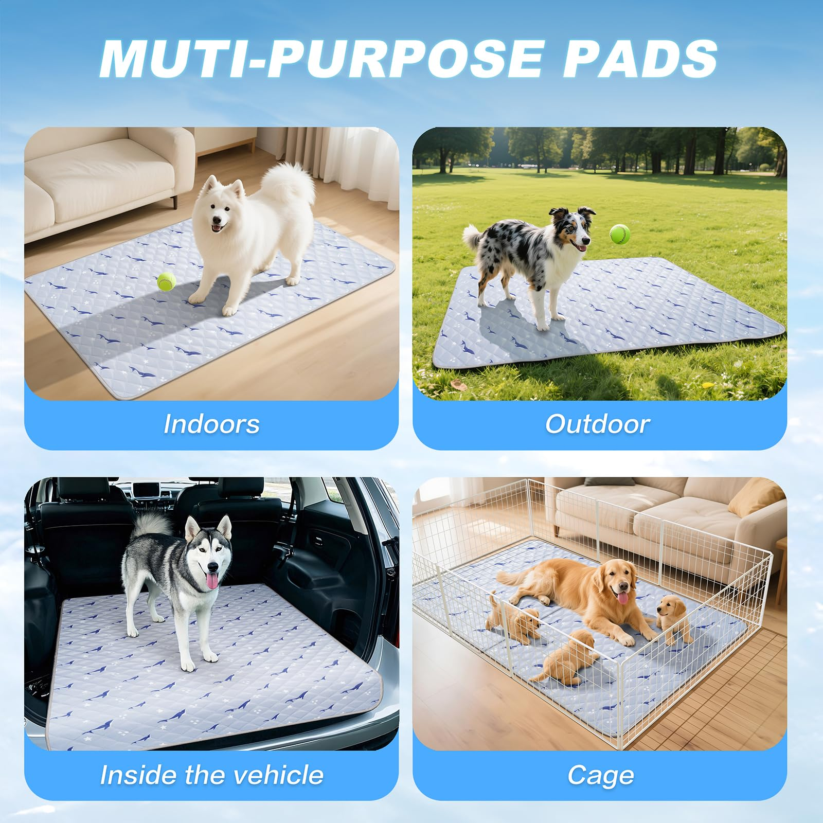 Dog Cooling Mat 21" x 27" – Breathable Gel-Free Cooling Pad with Non-Slip Base, Washable Portable Pet Mat for Dogs & Cats