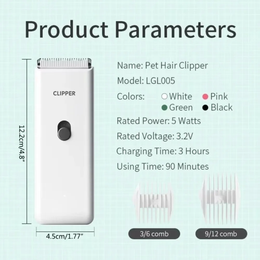 Professional Wireless Pet Hair Clipper, USB Rechargeable Waterproof Grooming Trimmer for Dogs & Cats
