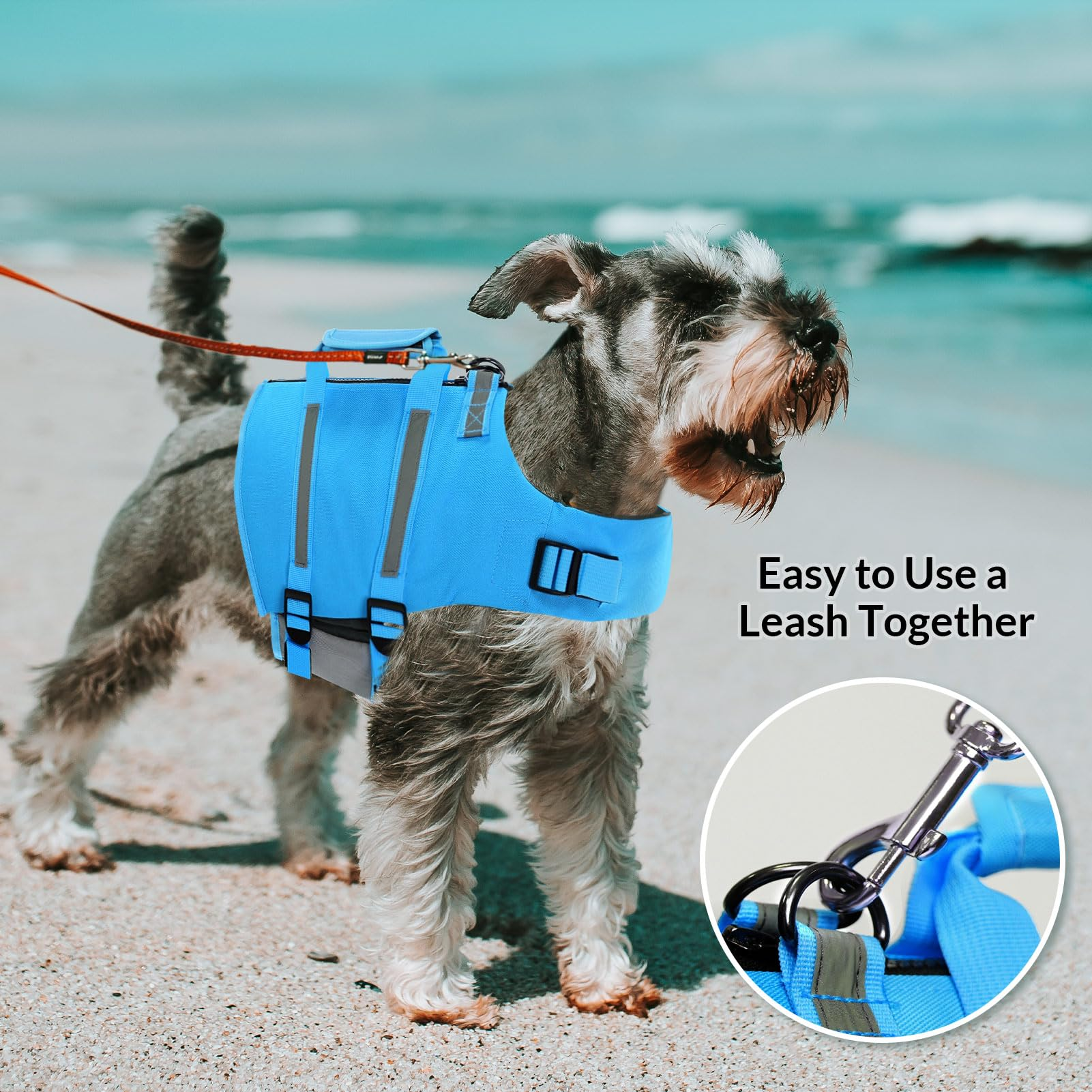 Small Dog Life Jacket for Swimming & Boating – High Buoyancy Adjustable Pet Life Vest with Back Zipper, Rescue Handle & Reflective Straps, Blue S