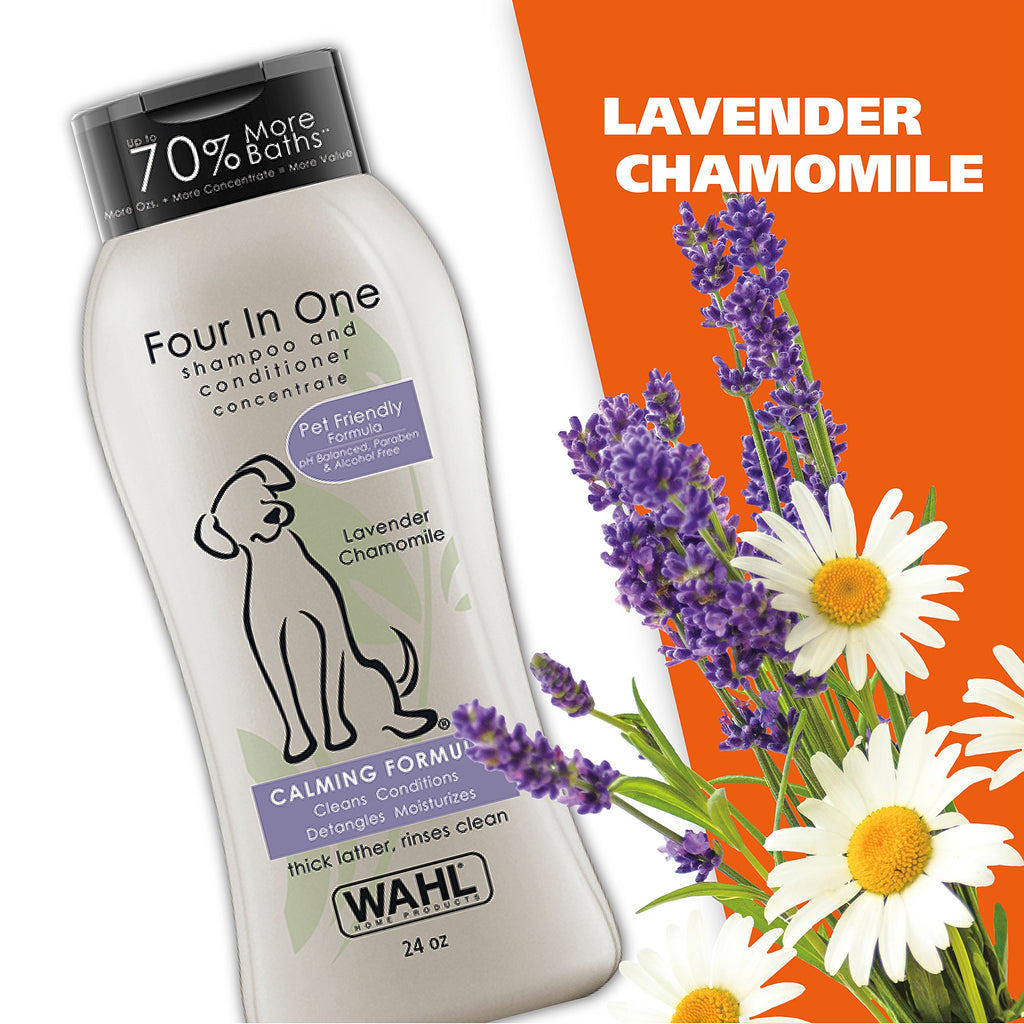 4-in-1 Dog Shampoo with Lavender Chamomile Scent, Cleans, Conditions, Detangles & Moisturizes, pH Balanced Formula, 24 oz