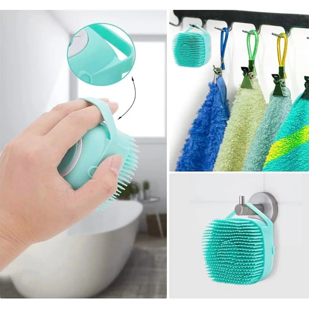 Pet Bath Massage Brush with Soft Silicone Bristles for Dogs, Cats & Puppies, Blue