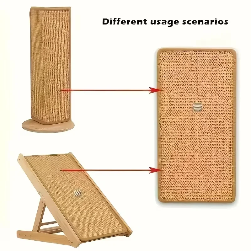 Standing Sisal Cat Scratcher with Hanging Ball, Space-Saving Cat Scratching Post for Indoor Cats, Furniture Protection