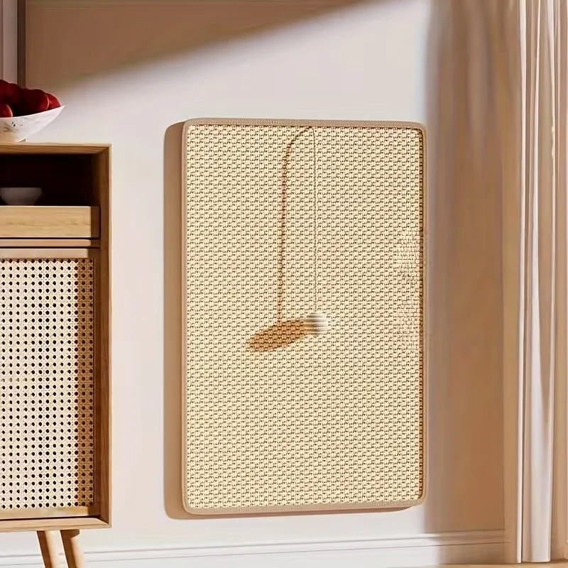 Standing Sisal Cat Scratcher with Hanging Ball, Space-Saving Cat Scratching Post for Indoor Cats, Furniture Protection