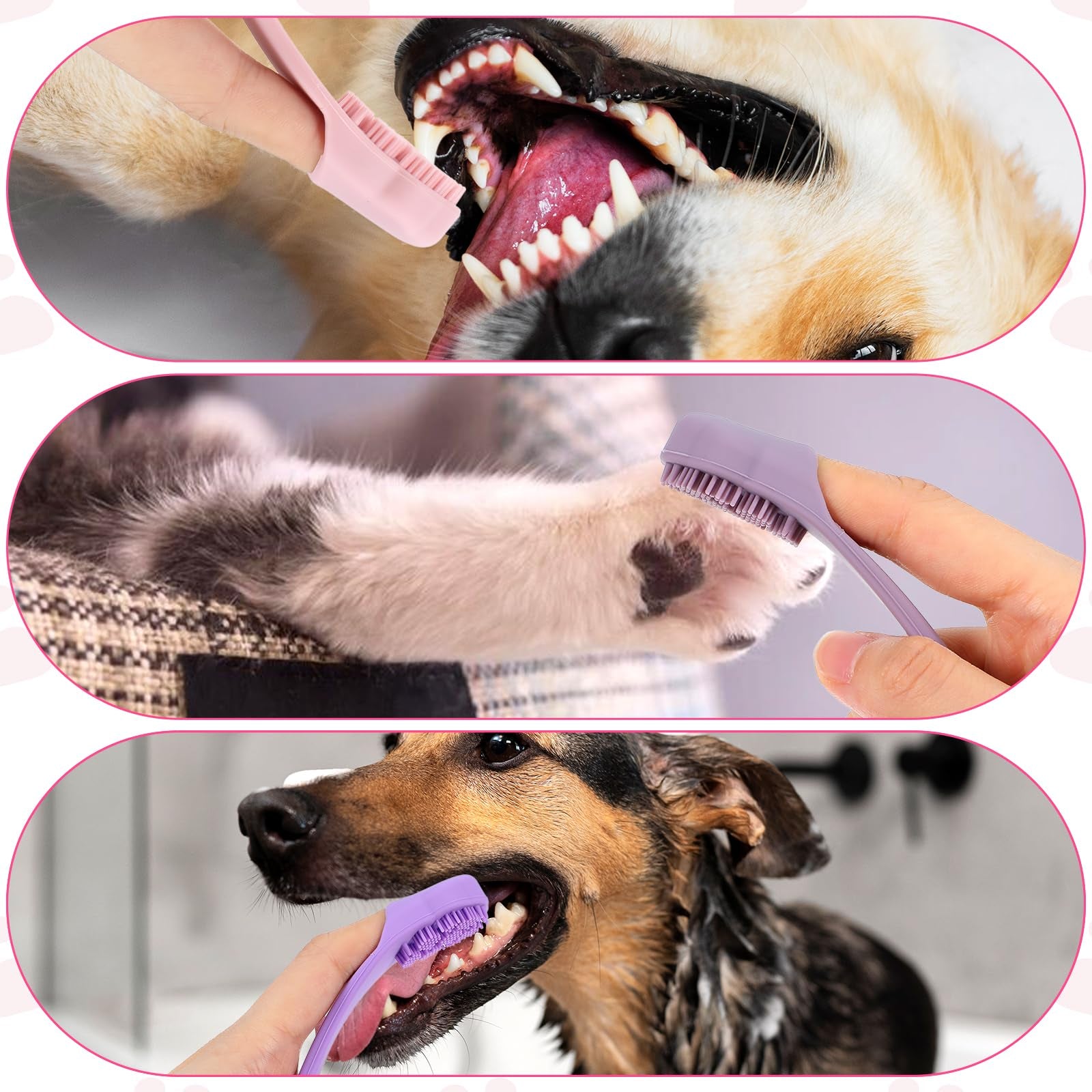 8 Pack Silicone Finger Toothbrush for Dogs & Cats, Food Grade Pet Teeth Cleaning Brush for Small & Medium Pets
