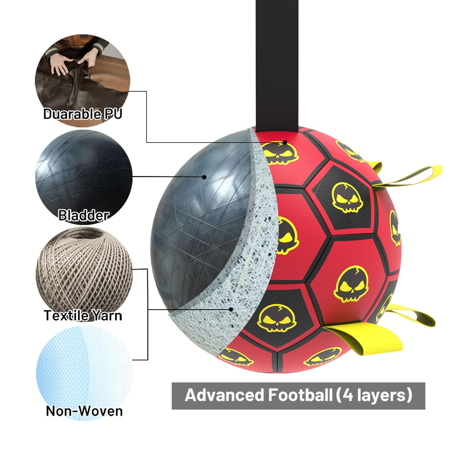 Interactive Dog Soccer Ball Toy with Straps – 6-Inch Durable Waterproof Fetch Ball with Pump for Indoor & Outdoor Play