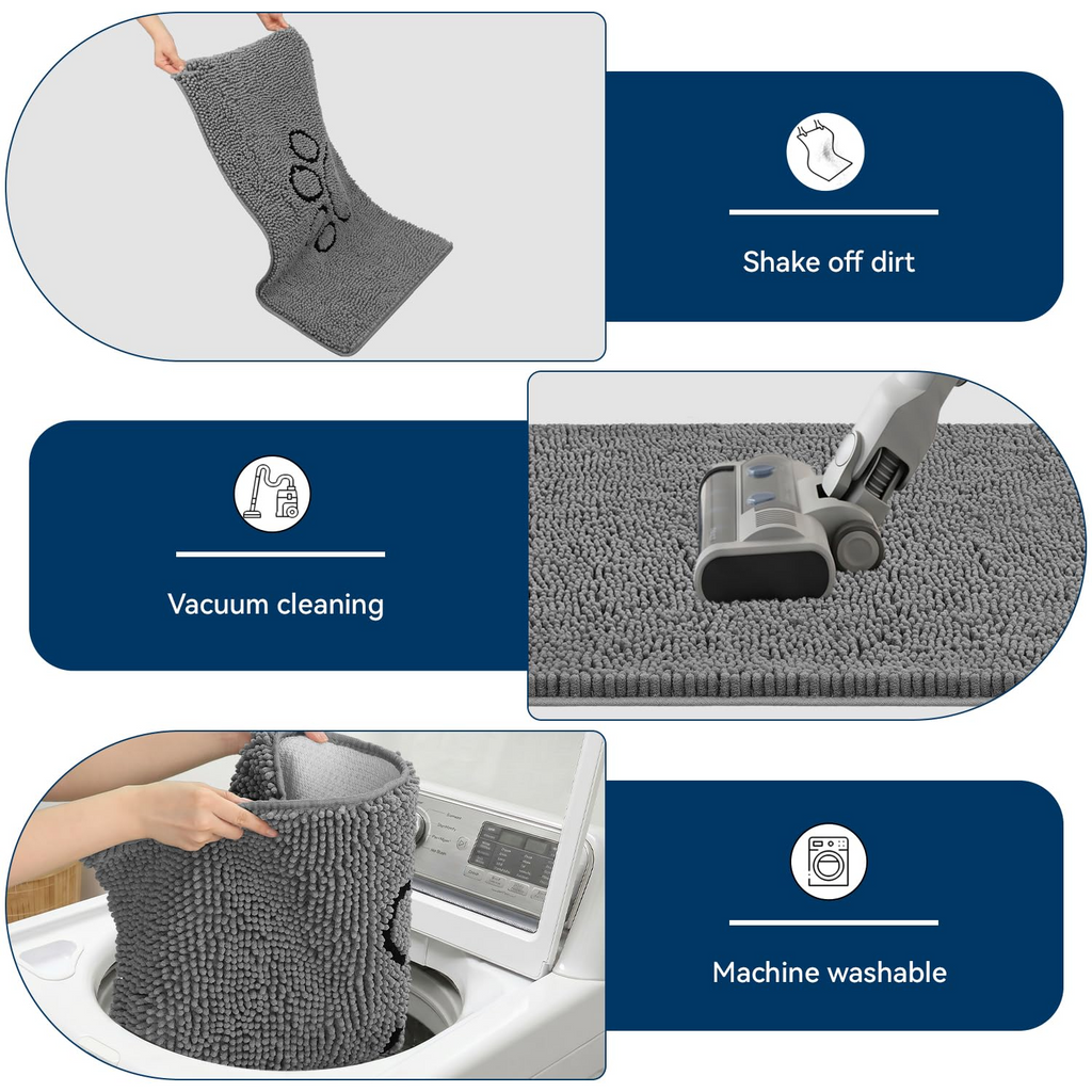30×20 Absorbent Chenille Dog Doormat – Non-Slip Quick Dry Entryway Rug Ideal for Homes with Dogs, Machine Washable Dirt Trapper for Muddy Paws (Grey 30×20 Inches)