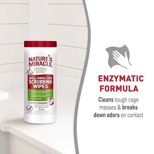 Small Animal Cage Cleaning Wipes – Enzymatic Scrubbing Wipes with Odor Control, Safe for Pet Cages, 30 Count