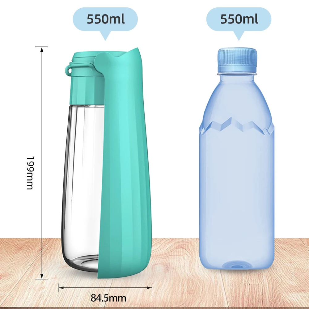 550ml Portable Dog Water Bottle with Foldable Drinking Bowl, Leak-Proof Travel Water Dispenser for Small, Medium & Large Dogs and Cats