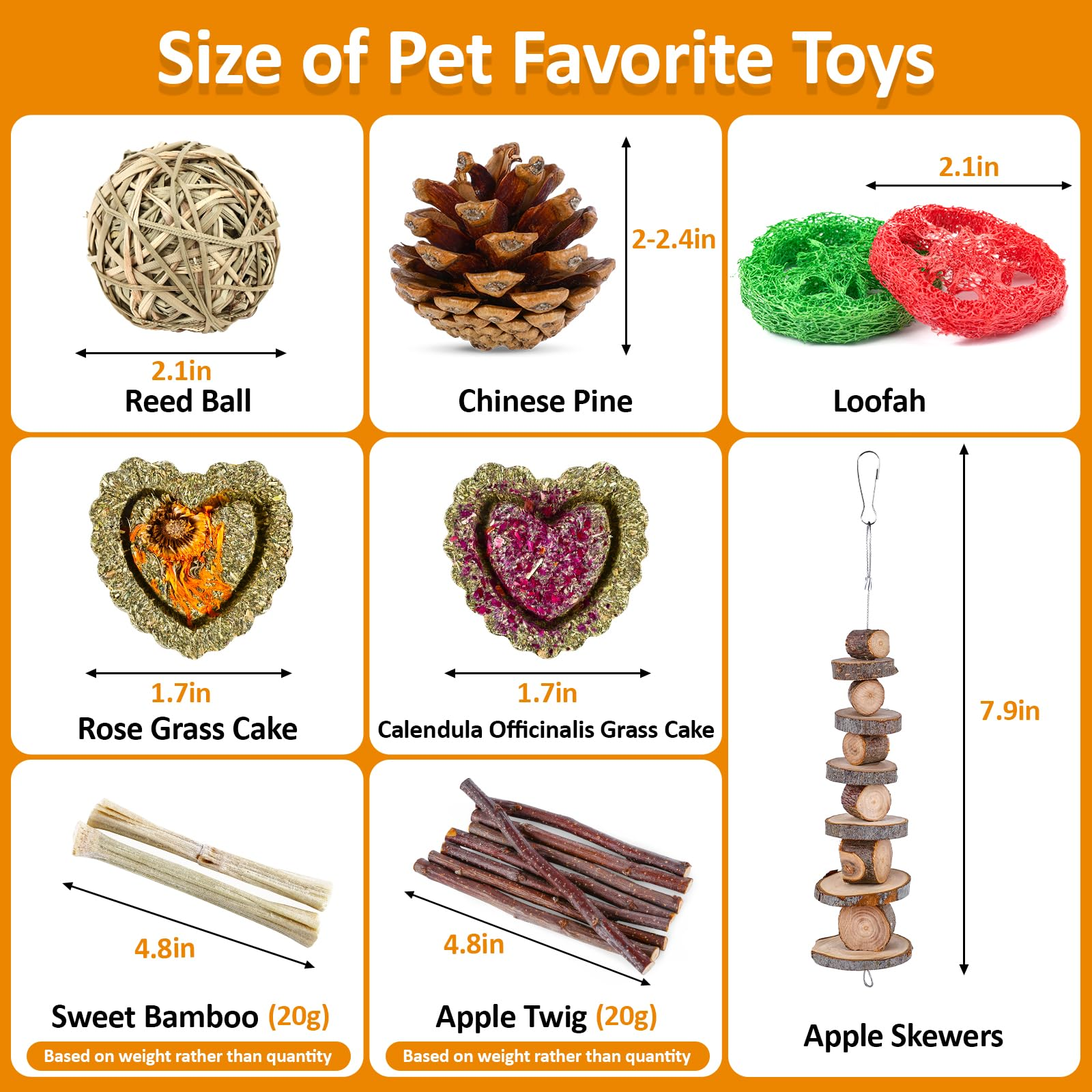 Hamster Chew Toy Set – Natural Wood Small Animal Toys with Apple Wood, Timothy Hay, Bridge, Swing & Cage Accessories for Hamsters, Guinea Pigs & Rodents
