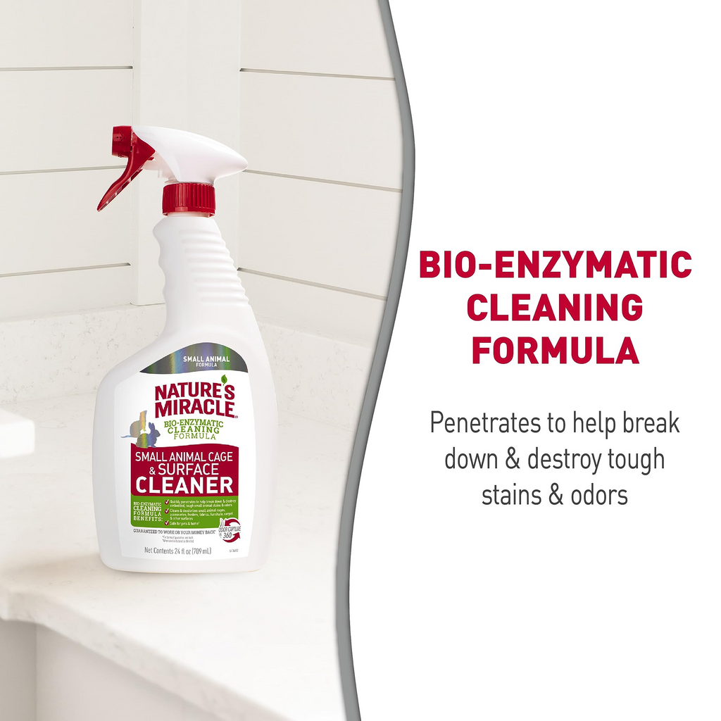 Bio-Enzymatic Small Animal Cage & Surface Cleaner – Unscented Stain & Odor Remover with OdorCapture 360 Technology, 24 oz