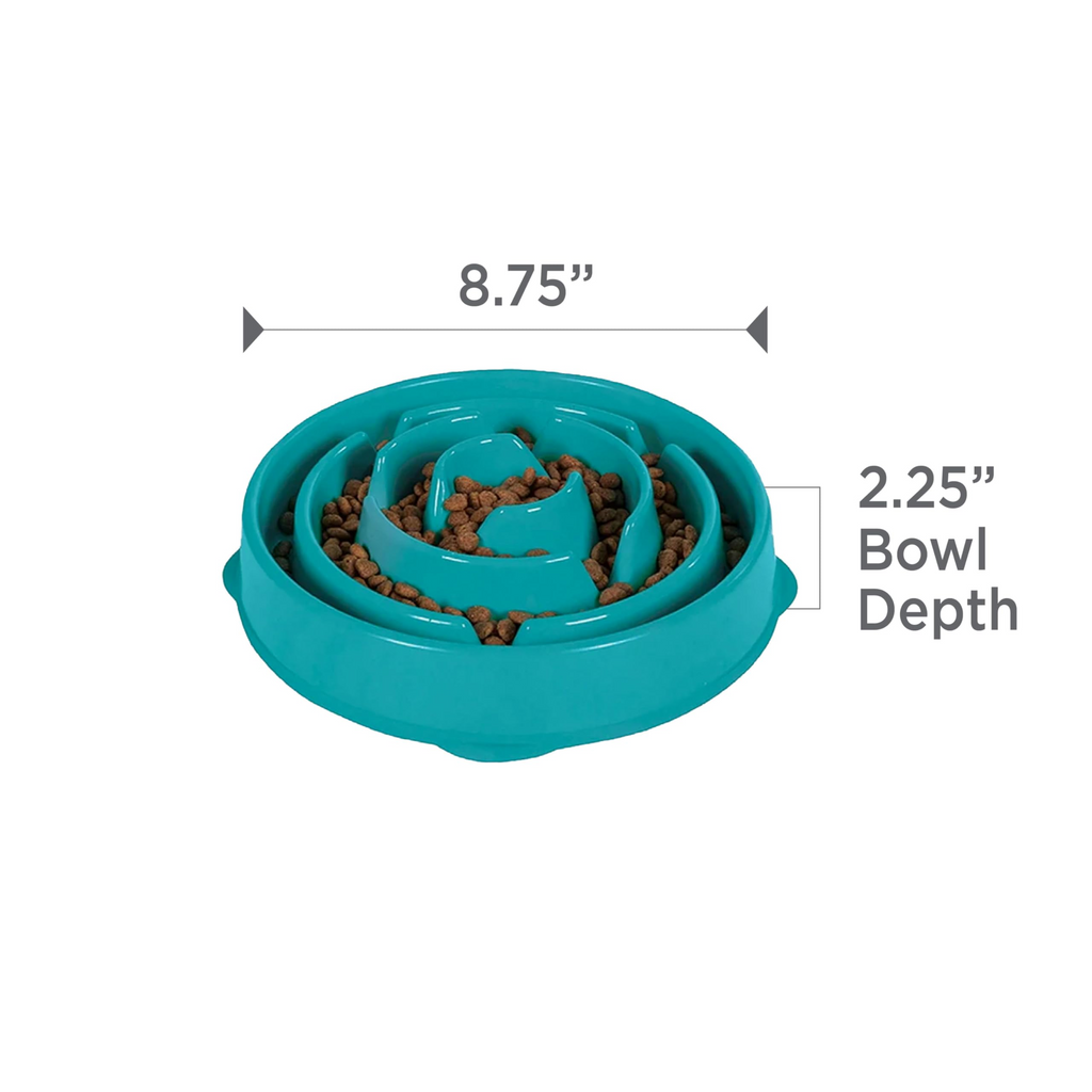 Slow Feeder Dog Bowl 2 Cup Capacity – Non-Slip Puzzle Feeding Bowl for Small & Medium Dogs and Cats, Food-Safe, Turquoise