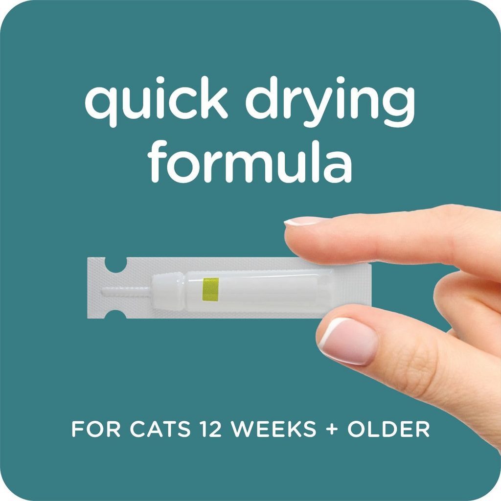 Flea & Tick Topical Treatment for Cats 6 lbs and Over, Quick-Drying Formula, Repels Mosquitoes, Up to 4 Weeks Protection, 3 Count
