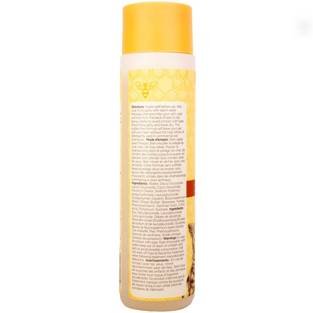 Hypoallergenic Cat Shampoo with Shea Butter and Honey, Fragrance-Free, pH Balanced Formula for Dry and Sensitive Skin, 10 fl oz