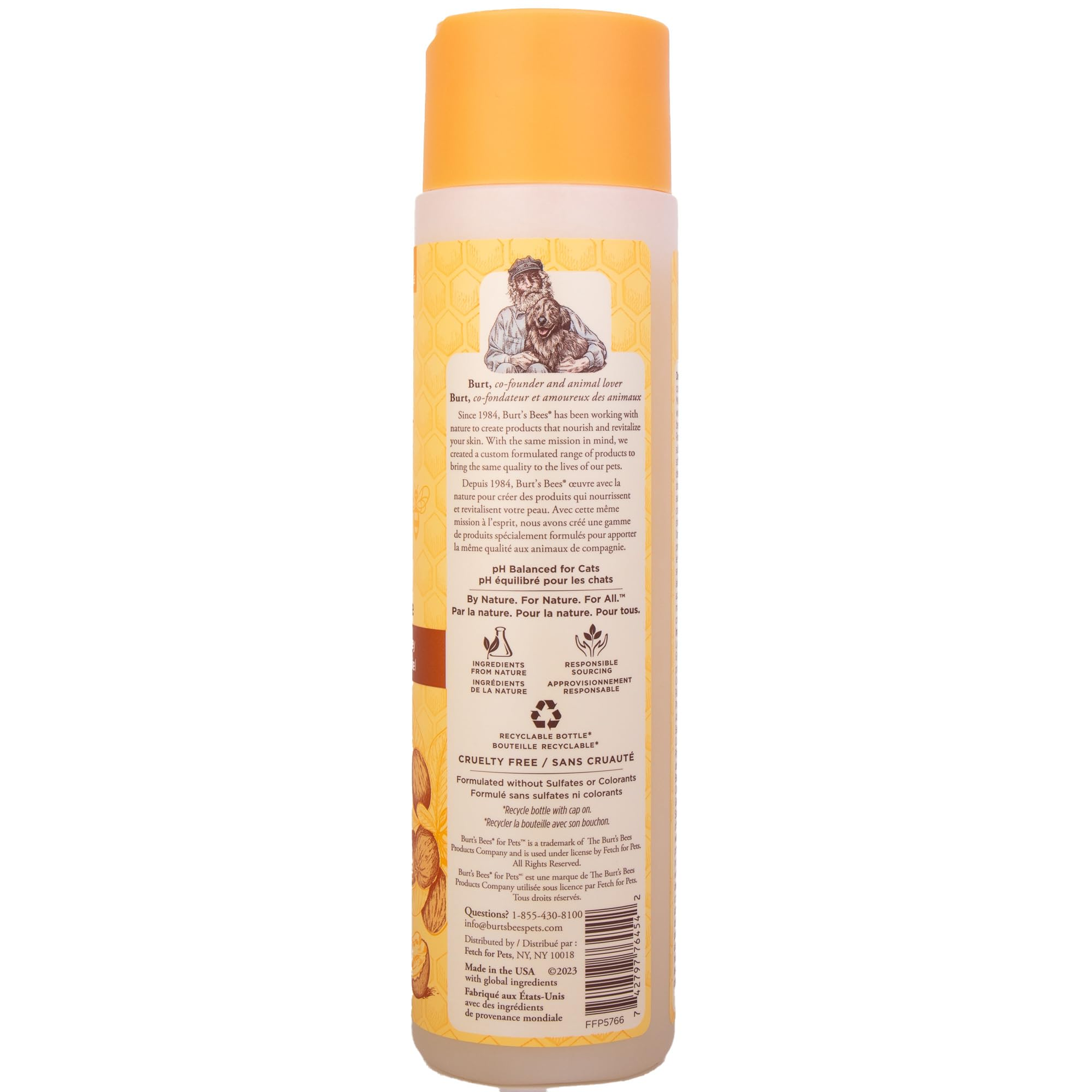 Hypoallergenic Cat Shampoo with Shea Butter and Honey, Fragrance-Free, pH Balanced Formula for Dry and Sensitive Skin, 10 fl oz