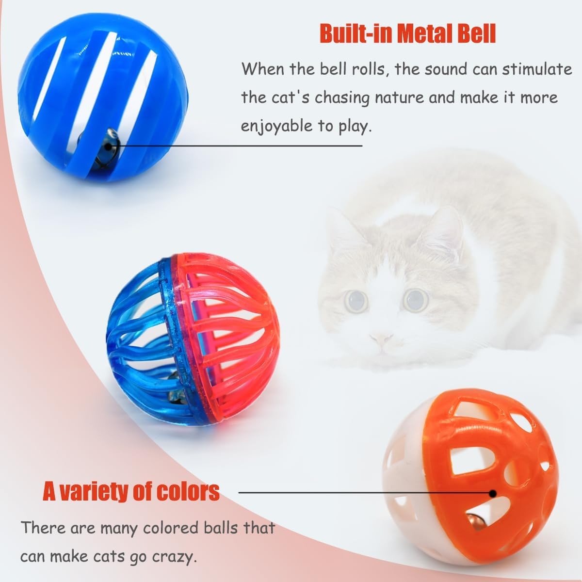 24 Piece Cat Jingle Ball Toy Set with Bells, Lightweight Assorted Color Interactive Balls for Indoor Cats and Kittens